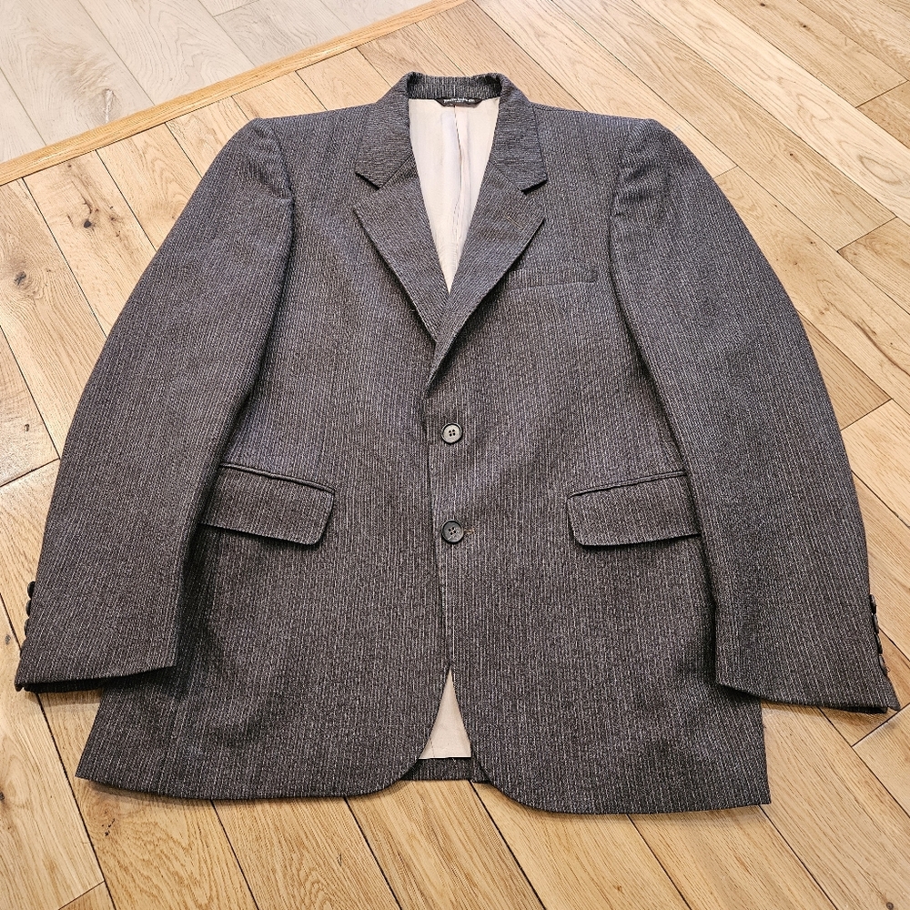 Vintage Pierre Balmain Paris Men's Wool Pinstripe Suit Blazer Coat Size 38S